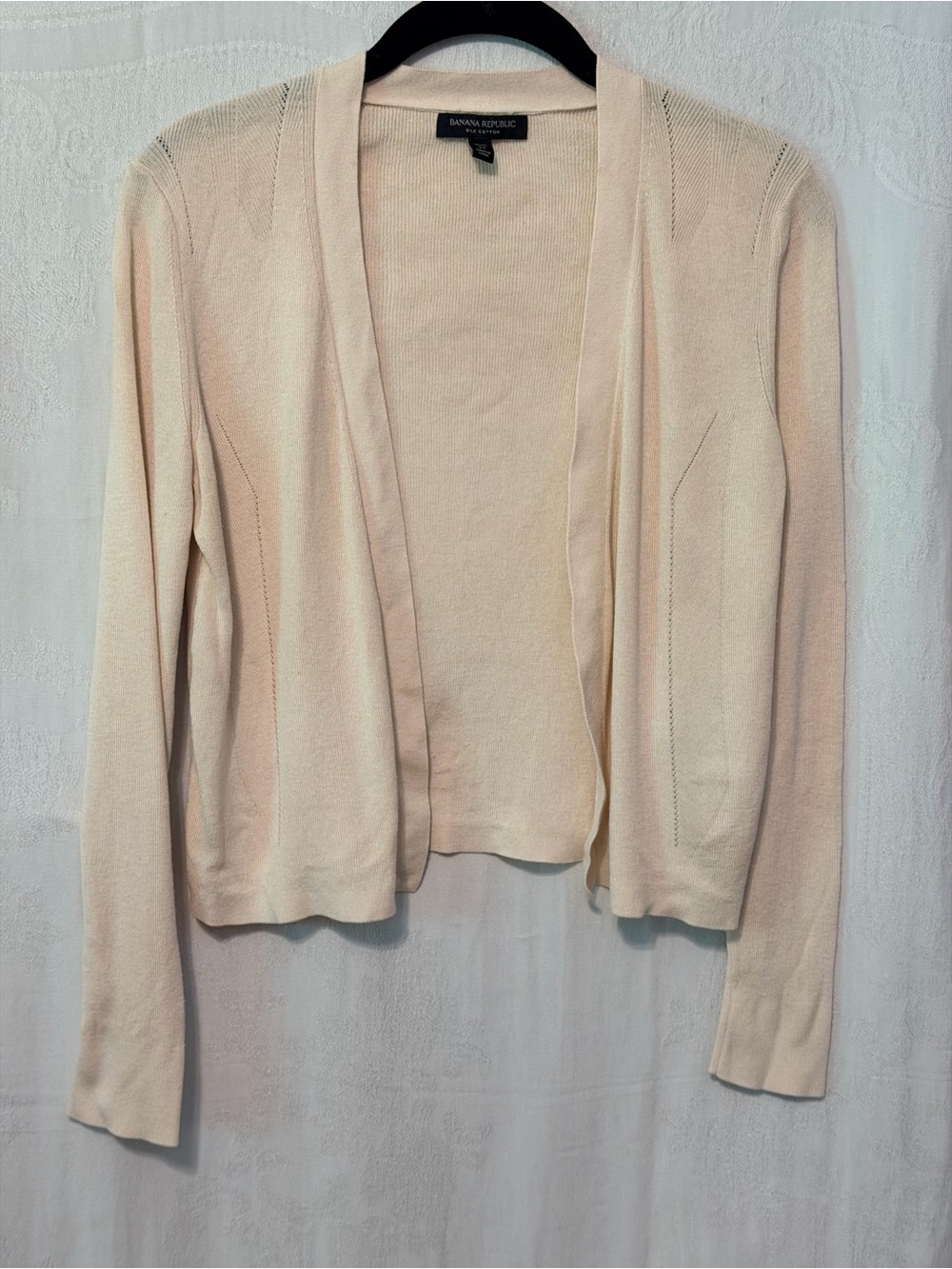 Banana Republic Silk Knit Lightweight Open-Front Cream Cardigan